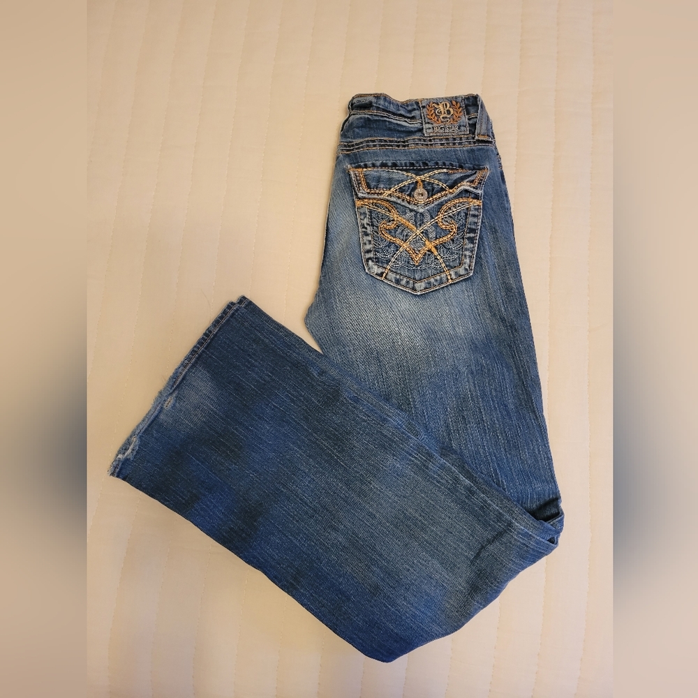 BIG STAR JEANS  Womens Casey Low Rise Fit Size 29R Distressed medium blue denim